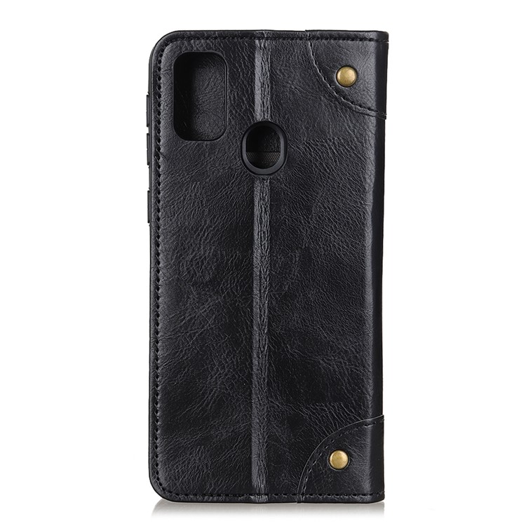 Crazy Horse Auto-absorbed Split Leather Wallet Phone Case with Stand Covering for Samsung Galaxy M30s - Black-3