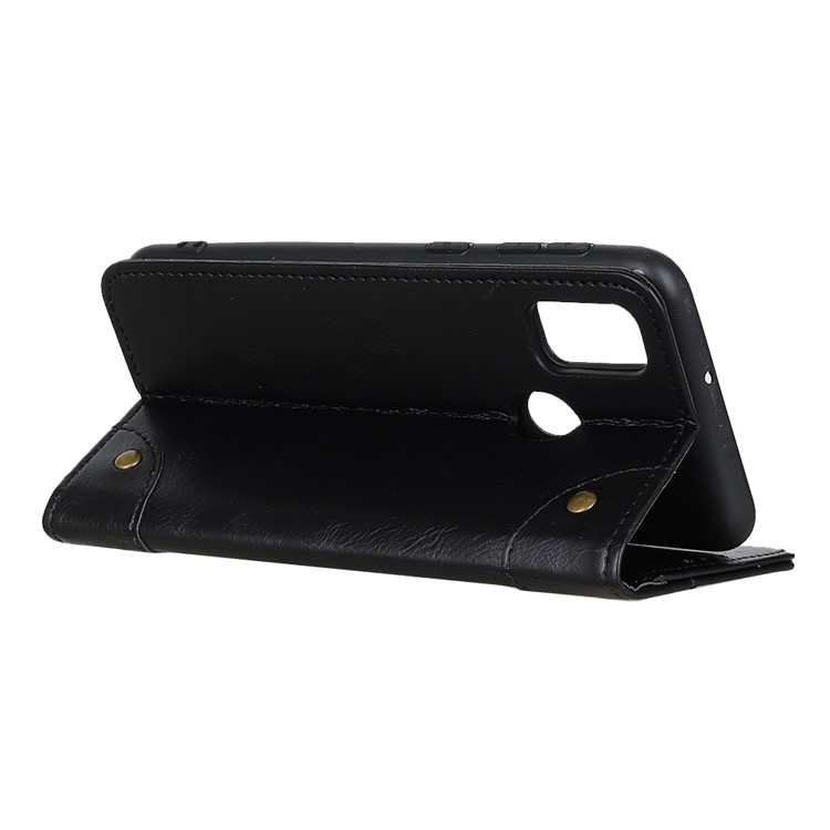 Crazy Horse Auto-absorbed Split Leather Wallet Phone Case with Stand Covering for Samsung Galaxy M30s - Black-4