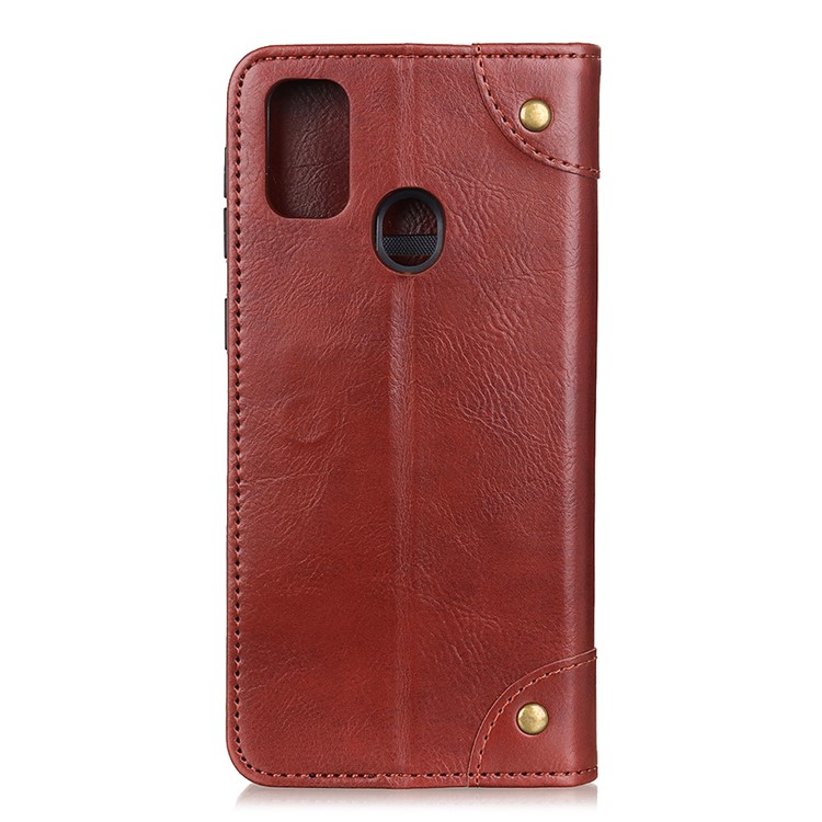Crazy Horse Auto-absorbed Split Leather Wallet Phone Case with Stand Covering for Samsung Galaxy M21/M30s - Brown-3