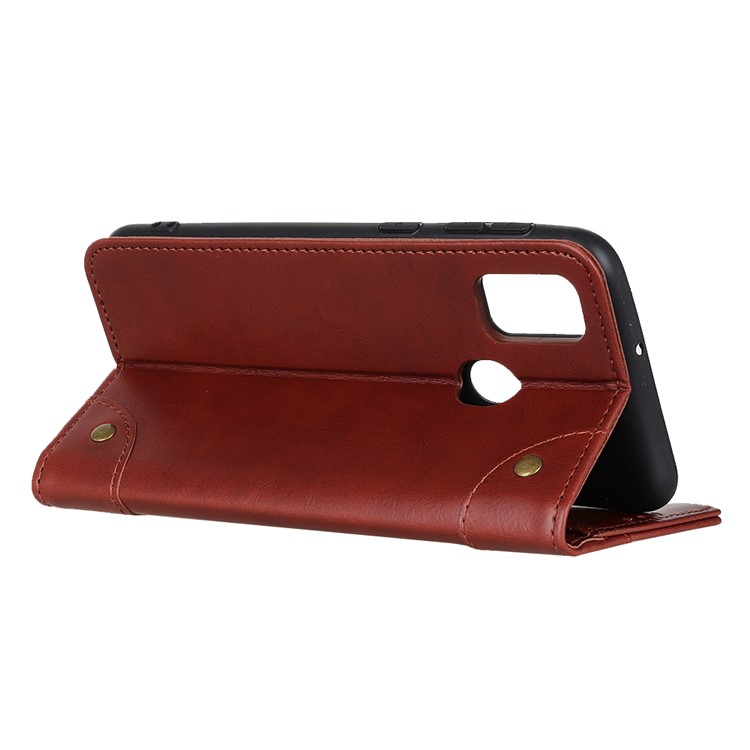 Crazy Horse Auto-absorbed Split Leather Wallet Phone Case with Stand Covering for Samsung Galaxy M21/M30s - Brown-4
