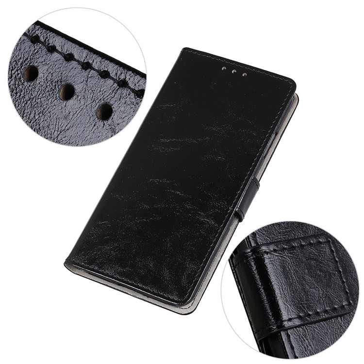 Crazy Horse Texture Leather with Wallet Stand Phone Cover for Samsung Galaxy A90 5G - Black-7