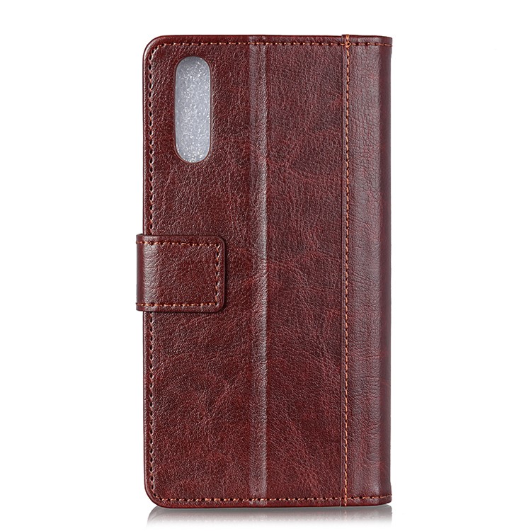 Rivet Decor Crazy Horse Texture Wallet Stand Leather Covering for Samsung Galaxy A90 5G - Brown-3