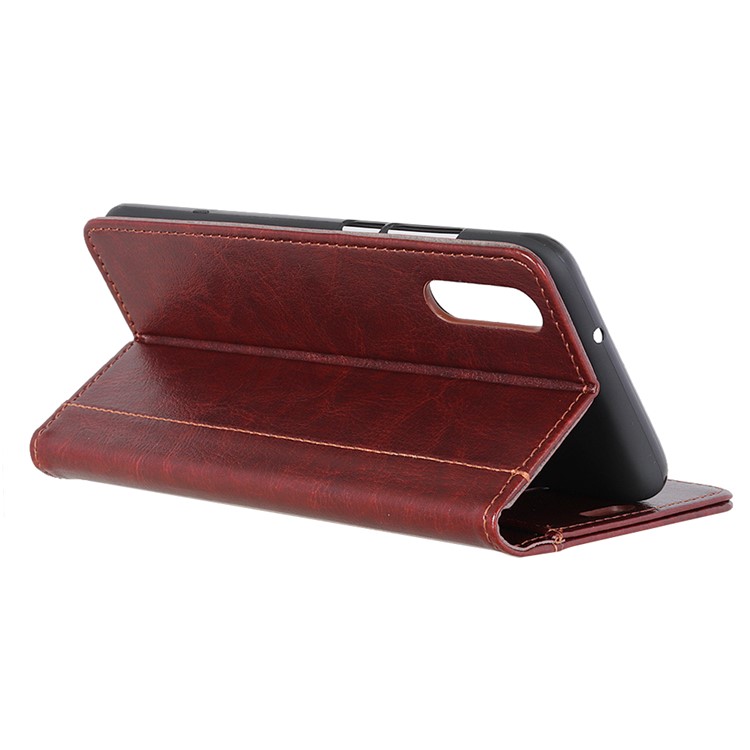 Rivet Decor Crazy Horse Texture Wallet Stand Leather Covering for Samsung Galaxy A90 5G - Brown-4