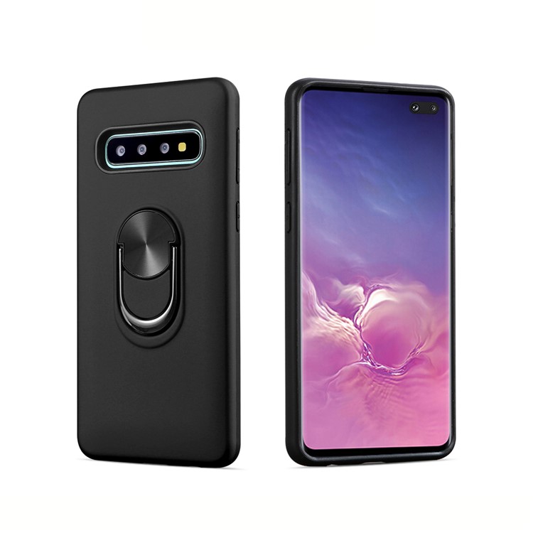 Detachable PC + TPU Combo Case with Finger Ring Kickstand for Samsung Galaxy S10 Plus - Black-1