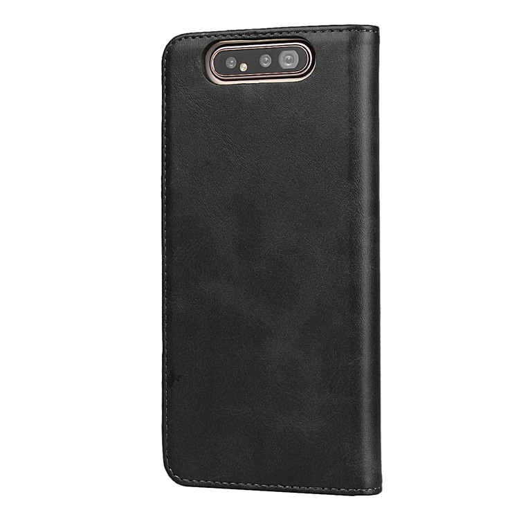 Auto-absorbed Leather Wallet Stand Phone Cover for Samsung Galaxy A80/A90 - Black-3