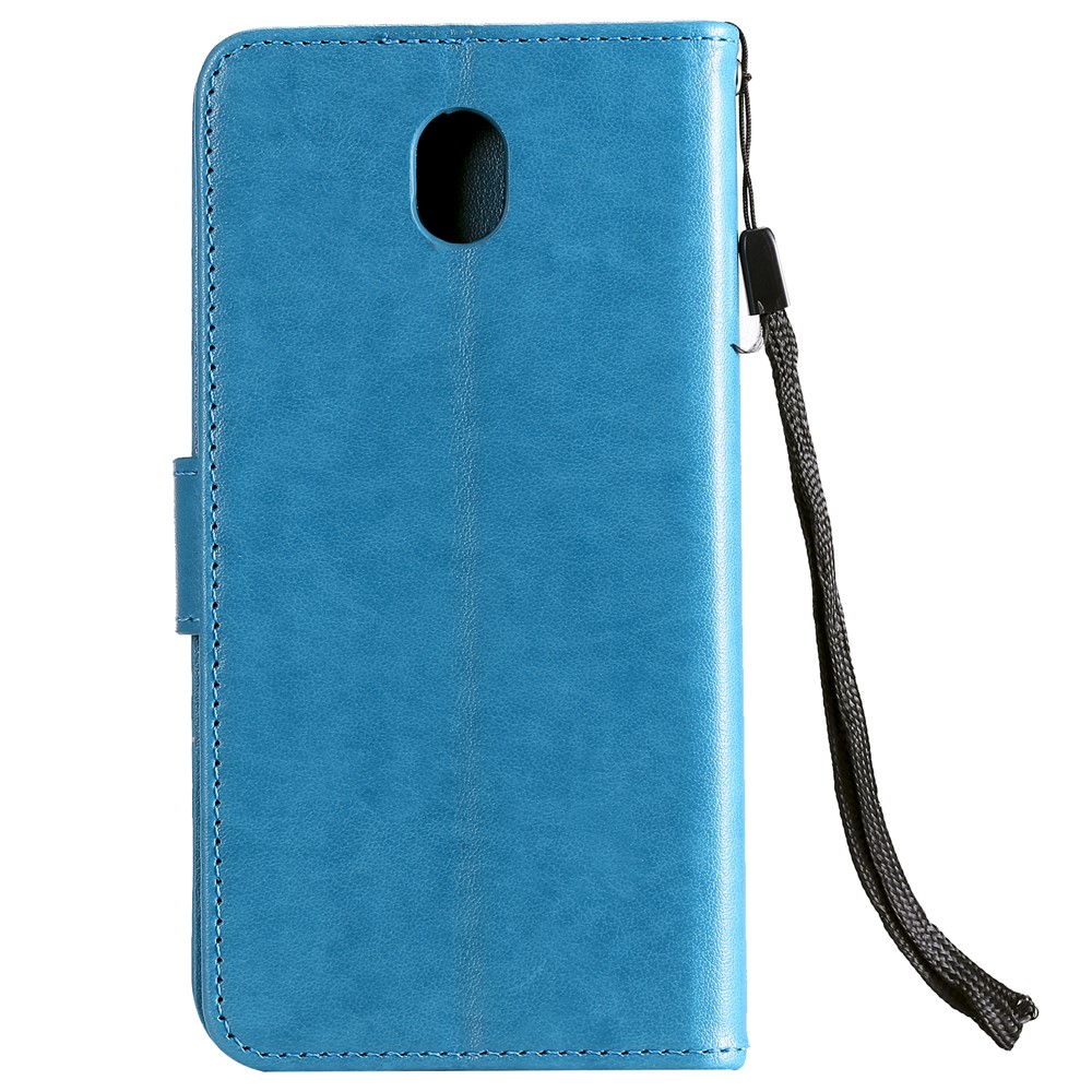 Imprint Sakura Cat PU Pallet in Pelle Per Samsung Galaxy J5 Pro (2017) / J5 (2017) / J530 - Blu