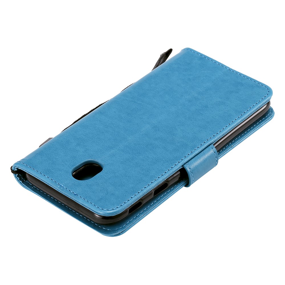 Imprint Sakura Cat PU Pallet in Pelle Per Samsung Galaxy J5 Pro (2017) / J5 (2017) / J530 - Blu