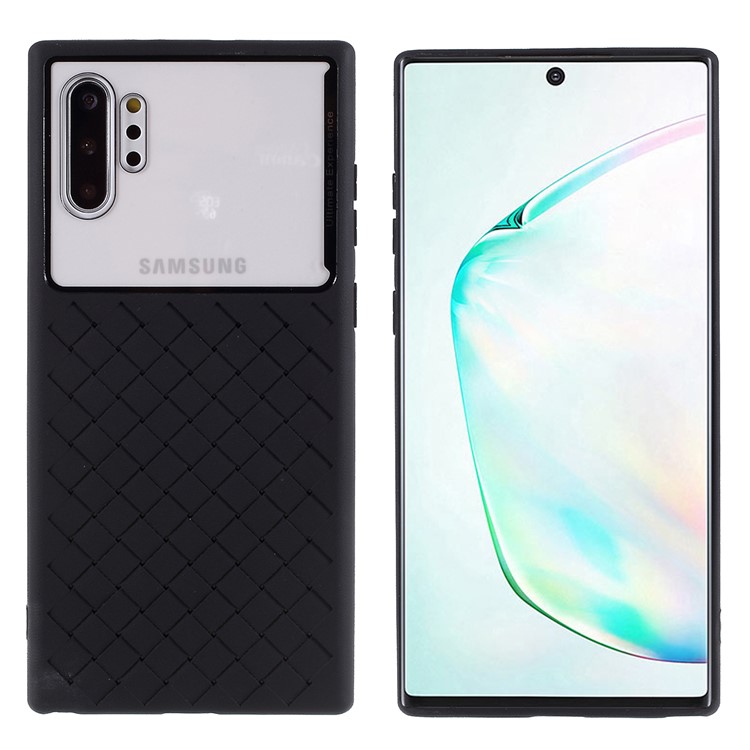Woven Pattern Flexible TPU + PC Back Phone Cover for Samsung Galaxy Note 10 Plus/Note 10 Plus 5G - Black-1