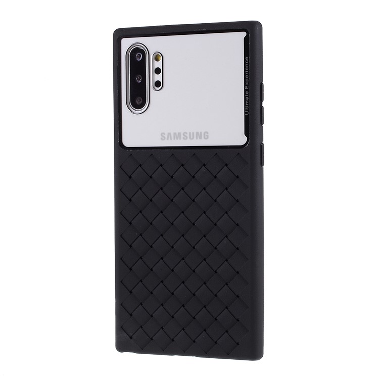 Woven Pattern Flexible TPU + PC Back Phone Cover for Samsung Galaxy Note 10 Plus/Note 10 Plus 5G - Black-2