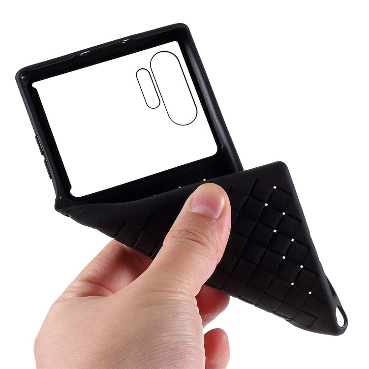 Woven Pattern Flexible TPU + PC Back Phone Cover for Samsung Galaxy Note 10 Plus/Note 10 Plus 5G - Black-9