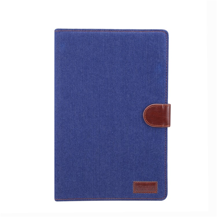 Jeans Cloth Leather Wallet Stand Tablet Casing Cover for Samsung Galaxy Tab S6 T860 - Dark Blue-2