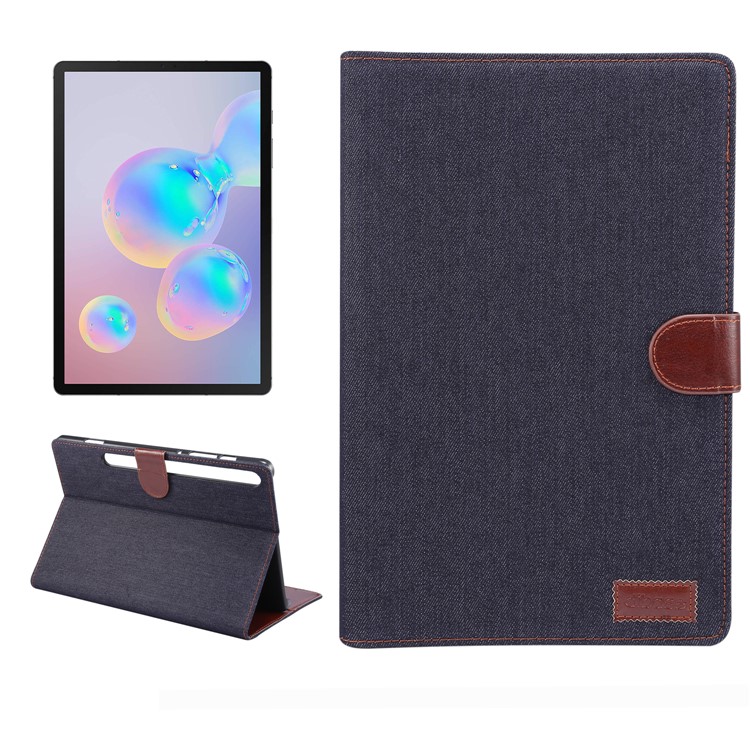 Calça Jeans Pano Carteira De Couro Suporte Tampa Da Caixa Tablet Para Samsung Galaxy Tab S6 T860 - Preto-1