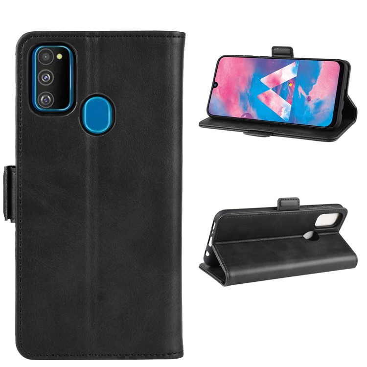 Magnet Adsorption PU Leather Shell Case for Samsung Galaxy M30s - Black-2