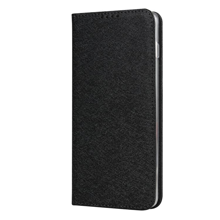 Textura De Seda Ficar Estojo De Couro Carteira Com Cordão Para Samsung Galaxy S10 Mais - Preto-3