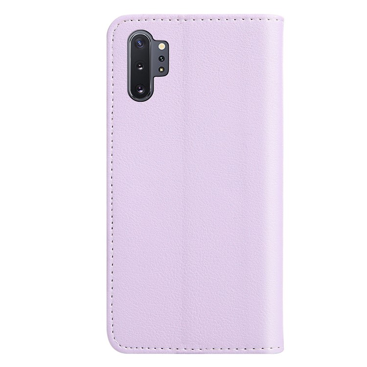 Leaf Pattern Leather Wallet Case for Samsung Galaxy Note 10 Plus 5G / Note 10 Plus - Purple-3