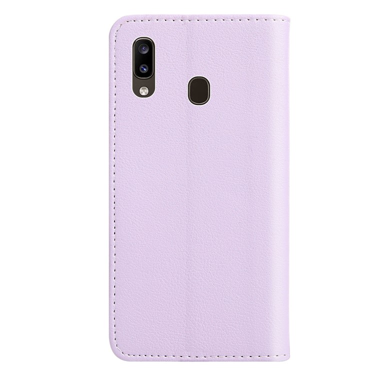 Padrão De Folha Tampa Do Telefone De Couro Da Aleta Carteira Para Samsung Galaxy A30 - Roxa-3