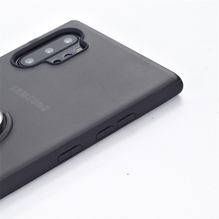 Skin-caring Series PC+TPU Finger Ring Holder Phone Cover for Samsung Galaxy S10 Plus - All Black-4