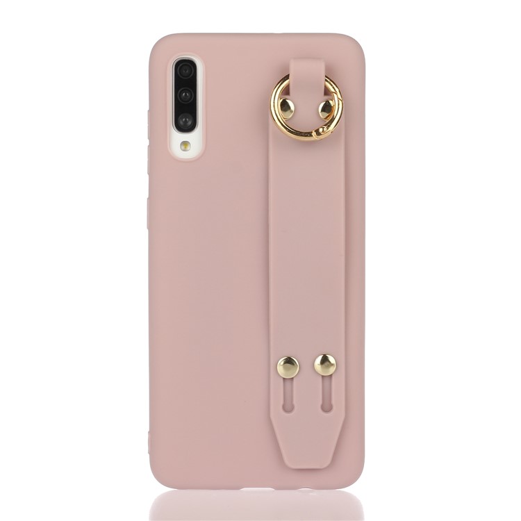 Matte Hand Strap Stand TPU Case for Samsung Galaxy A70 - Light Purple-1