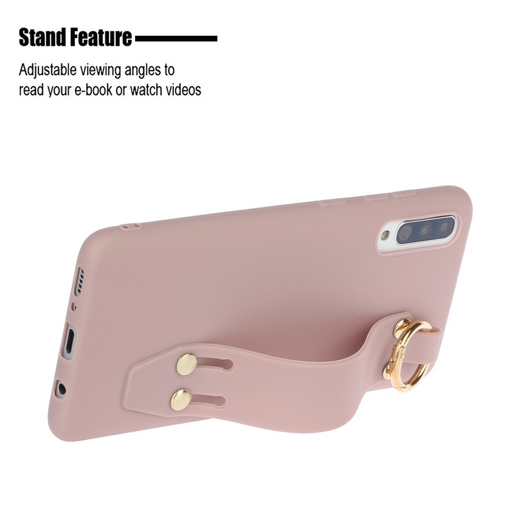 Matte Hand Strap Stand TPU Case for Samsung Galaxy A70 - Light Purple-2