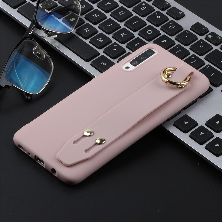 Matte Hand Strap Stand TPU Case for Samsung Galaxy A70 - Light Purple-4