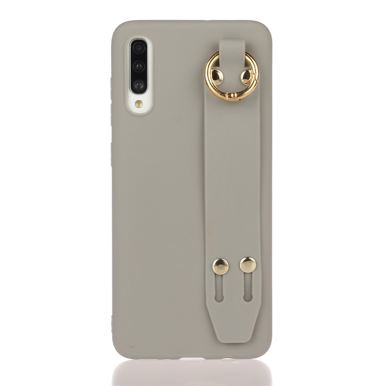 Matte Hand Strap Stand Soft TPU Phone Case for Samsung Galaxy A50/A50s/A30s - Grey-1