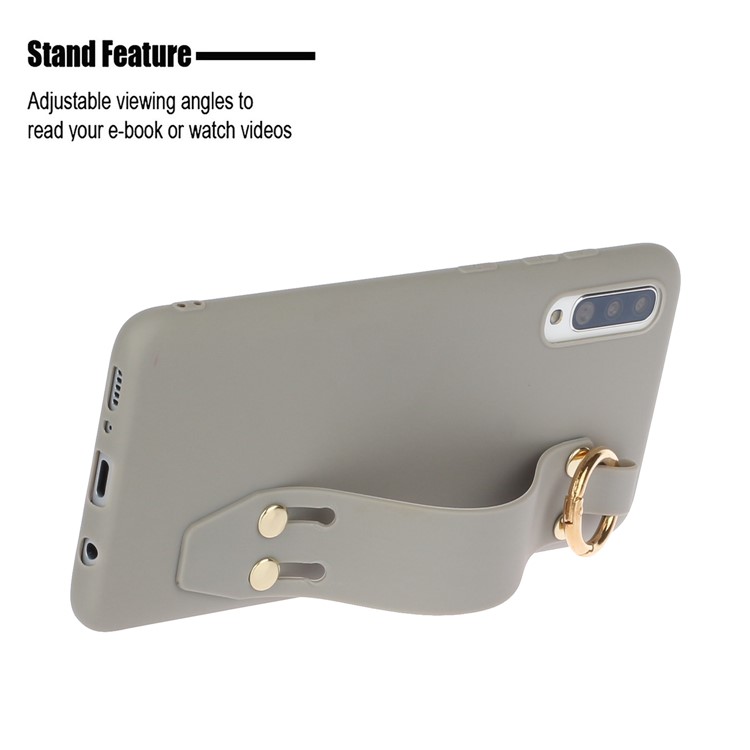 Matte Hand Strap Stand Soft TPU Phone Case for Samsung Galaxy A50/A50s/A30s - Grey-2