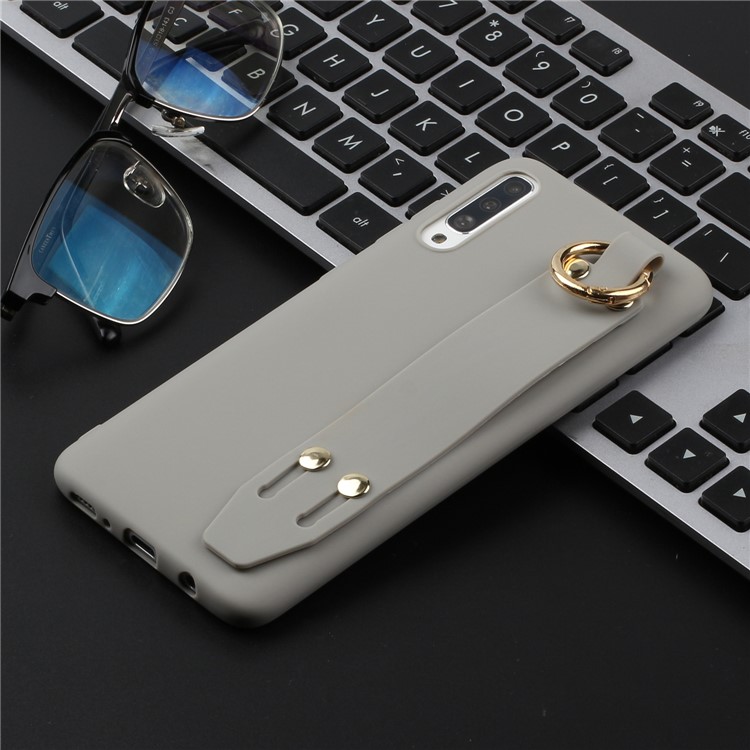 Matte Hand Strap Stand Soft TPU Phone Case for Samsung Galaxy A50/A50s/A30s - Grey-4