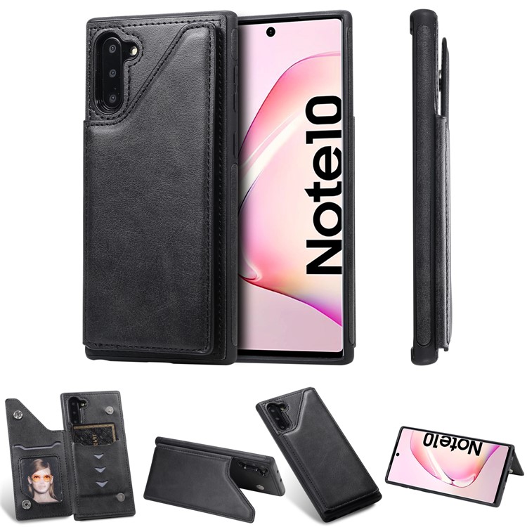 PU Leather + TPU Cover Phone Case with Dual Card Slots for Samsung Galaxy Note 10/Note 10 5G - Black-1