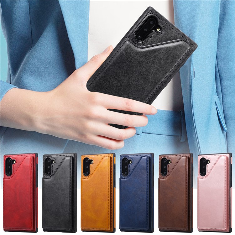 PU Leather + TPU Cover Phone Case with Dual Card Slots for Samsung Galaxy Note 10/Note 10 5G - Black-23