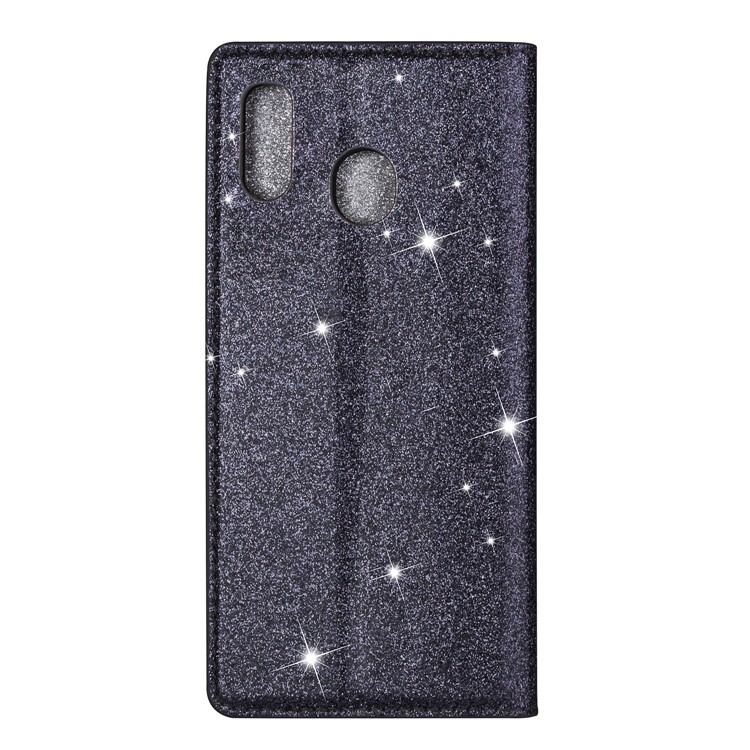 Flash Powder Stand Leather Card Holder Case for Samsung Galaxy A20e - Black-2