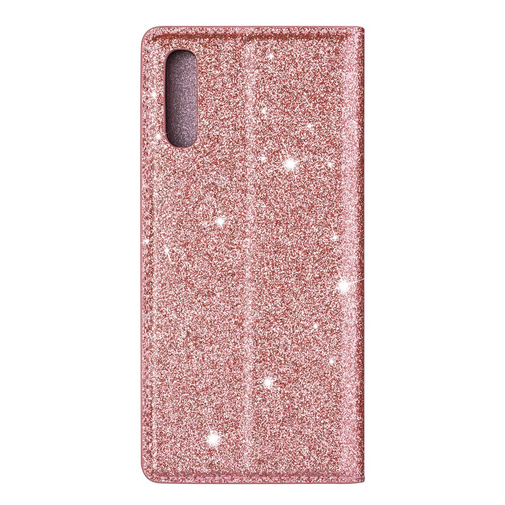 Flash Powder Leather Stand Case with Card Slot for Samsung Galaxy A50 - Rose Gold-4