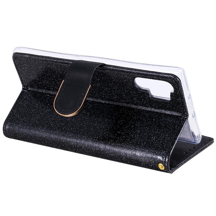Glittery Powder Rhinestone Splicing Wallet Mirror Leather Case for Samsung Galaxy Note 10 Plus/Note 10 Plus 5G - Black-10