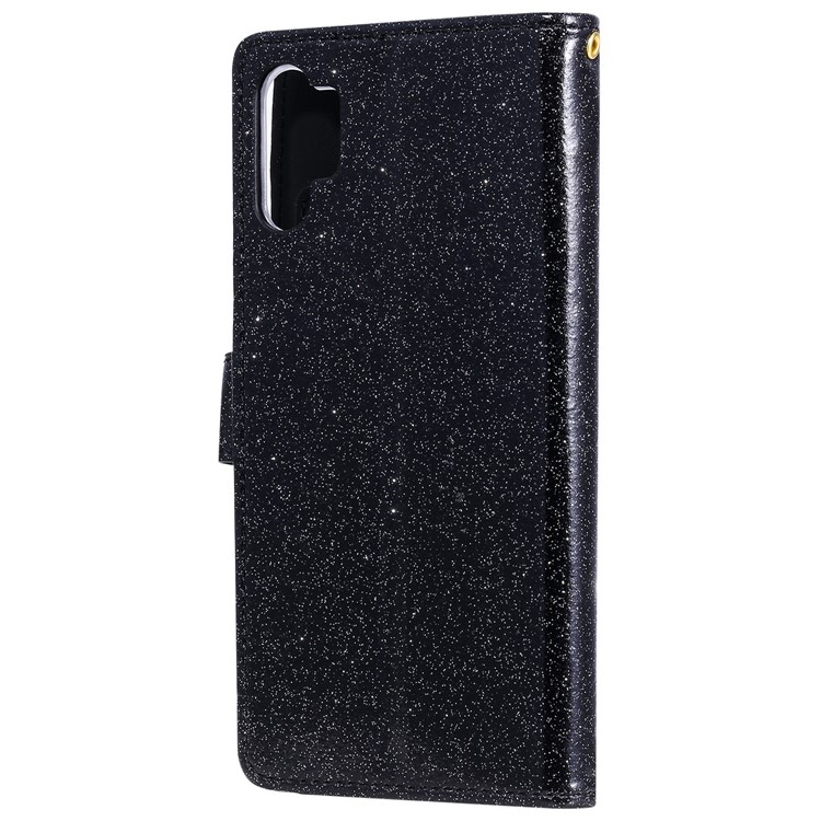 Glittery Powder Rhinestone Splicing Wallet Mirror Leather Case for Samsung Galaxy Note 10 Plus/Note 10 Plus 5G - Black-4