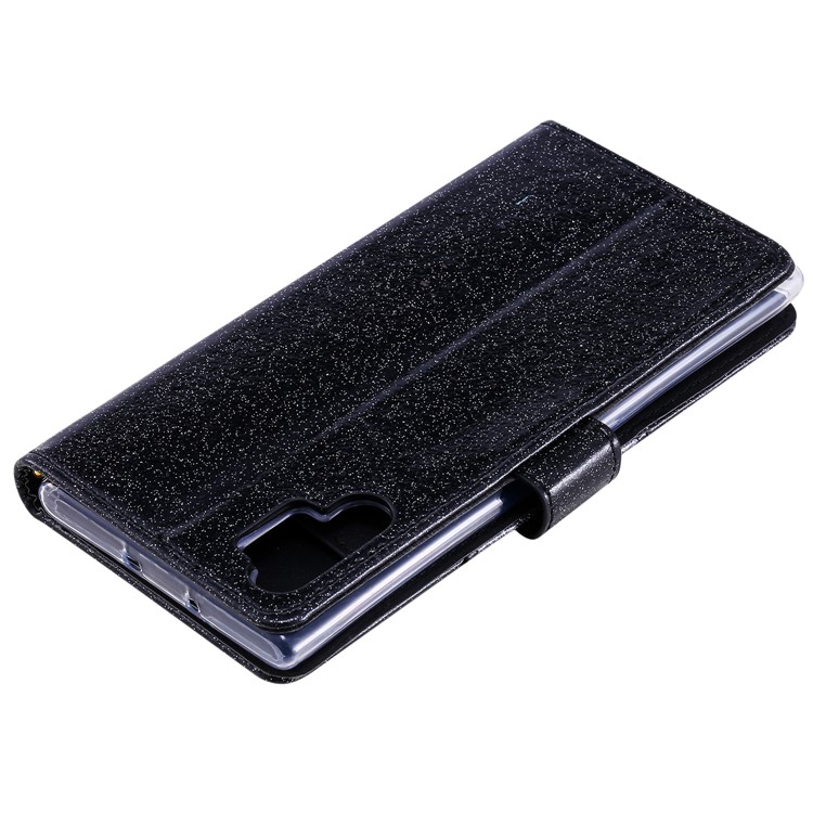 Glittery Powder Rhinestone Splicing Wallet Mirror Leather Case for Samsung Galaxy Note 10 Plus/Note 10 Plus 5G - Black-8