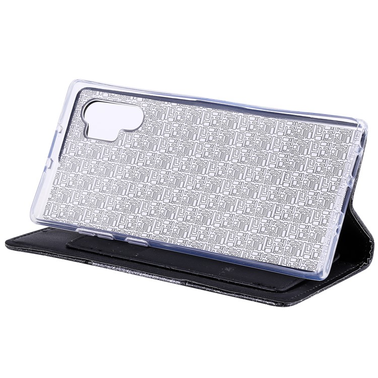 Glittery Powder Rhinestone Splicing Wallet Mirror Leather Case for Samsung Galaxy Note 10 Plus/Note 10 Plus 5G - Black-9