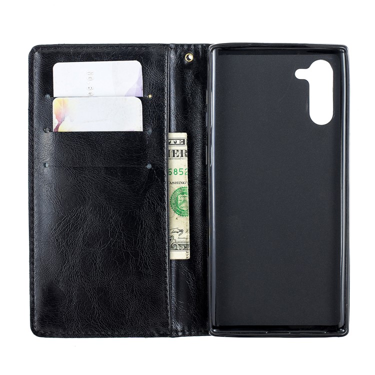 Wallet Leather Stand Phone Cover with Outer Card Slot for Samsung Galaxy Note 10/Note 10 5G - Black-5