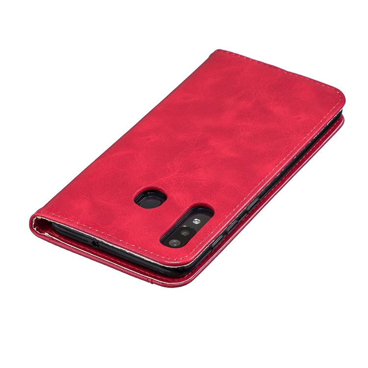 Pure Color Leather Wallet Stand Mobile Cell Cover for Samsung Galaxy A30 / A20 - Red-6