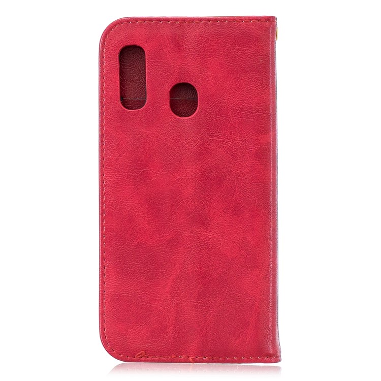 Pure Color Leather Wallet Stand Cell Cover for Samsung Galaxy A20e - Red-2