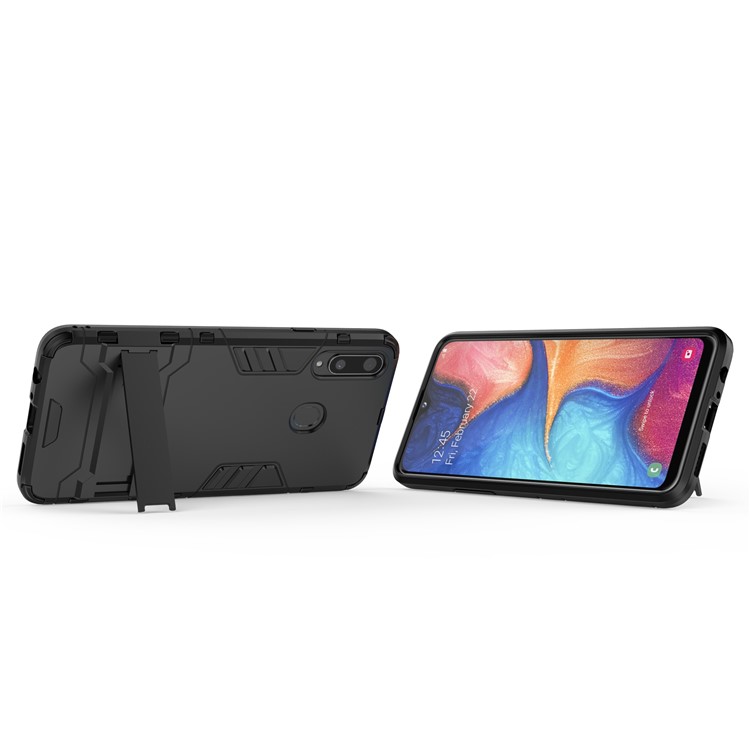 Plastic + TPU Hybrid Shell Case with Kickstand for Samsung Galaxy A20s - Black-4