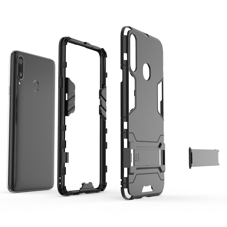 Plastic + TPU Hybrid Shell Case with Kickstand for Samsung Galaxy A20s - Black-5