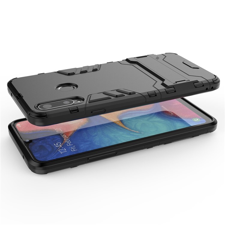 Plastic + TPU Hybrid Shell Case with Kickstand for Samsung Galaxy A20s - Black-6
