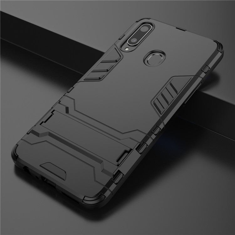 Plastic + TPU Hybrid Shell Case with Kickstand for Samsung Galaxy A20s - Black-9