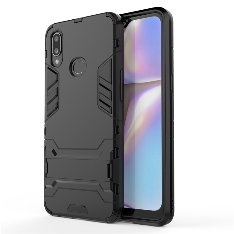 Caso Híbrido de Plástico + TPU Con Kickstand Para Samsung Galaxy A10s - Negro