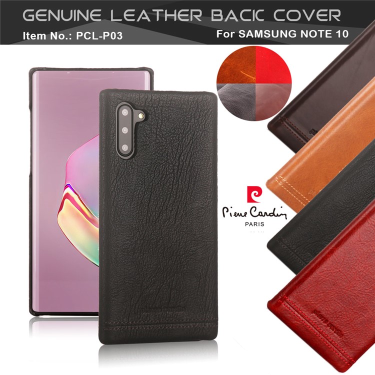 PIERRE CARDIN Genuine Leather+PC Casing for Samsung Galaxy Note 10 / Note 10 5G - Black-3