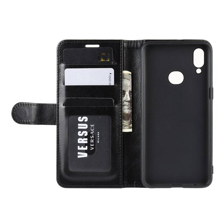 Crazy Horse Texture Flip Leather Wallet Phone Shell for Samsung Galaxy A10s - Black-5