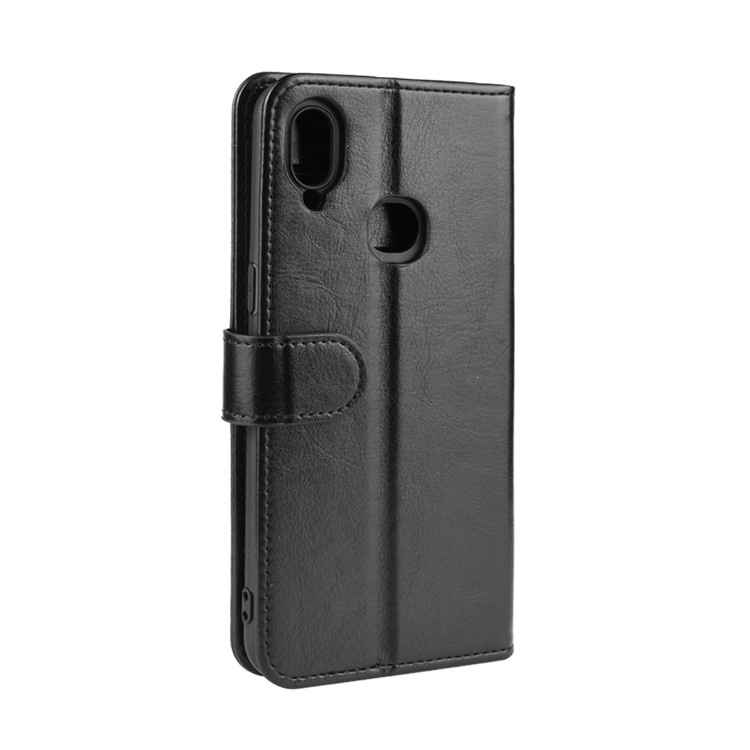 Crazy Horse Texture Flip Leather Wallet Phone Shell for Samsung Galaxy A10s - Black-8