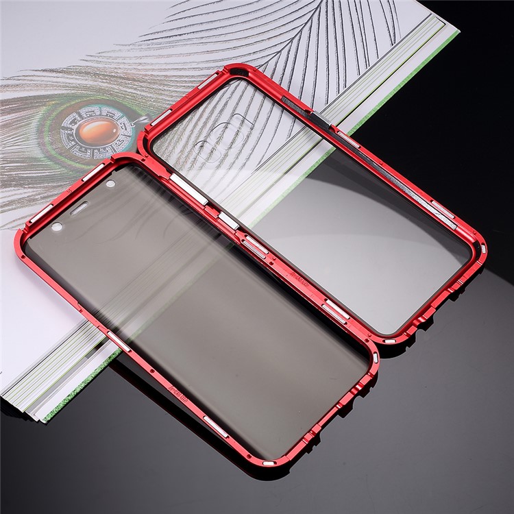 Anti-spy Full Covering Magnetic Metal Frame + Tempered Glass Phone Cover for Samsung Galaxy S8 - Red-11
