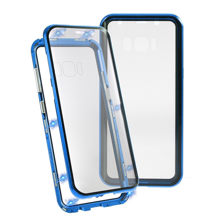 Anti-spy Full Covering Magnetic Metal Frame + Tempered Glass Phone Cover for Samsung Galaxy S8 - Red-12