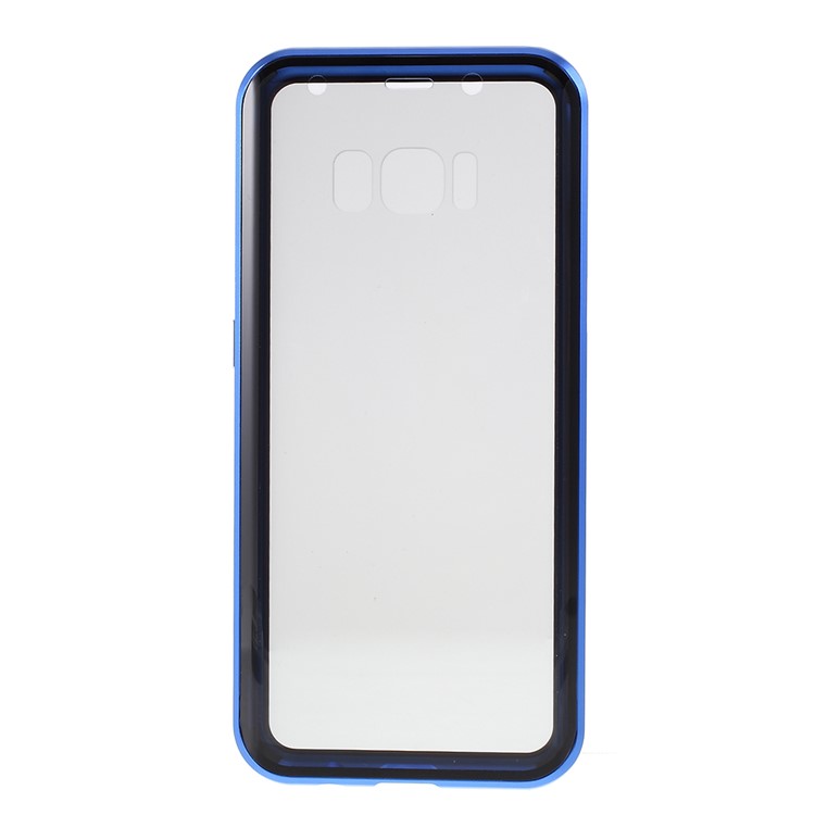 Anti-spy Full Covering Magnetic Metal Frame + Tempered Glass Phone Cover for Samsung Galaxy S8 - Red-13