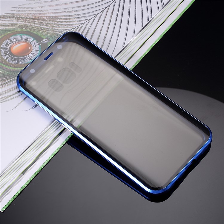 Anti-spy Full Covering Magnetic Metal Frame + Tempered Glass Phone Cover for Samsung Galaxy S8 - Red-18